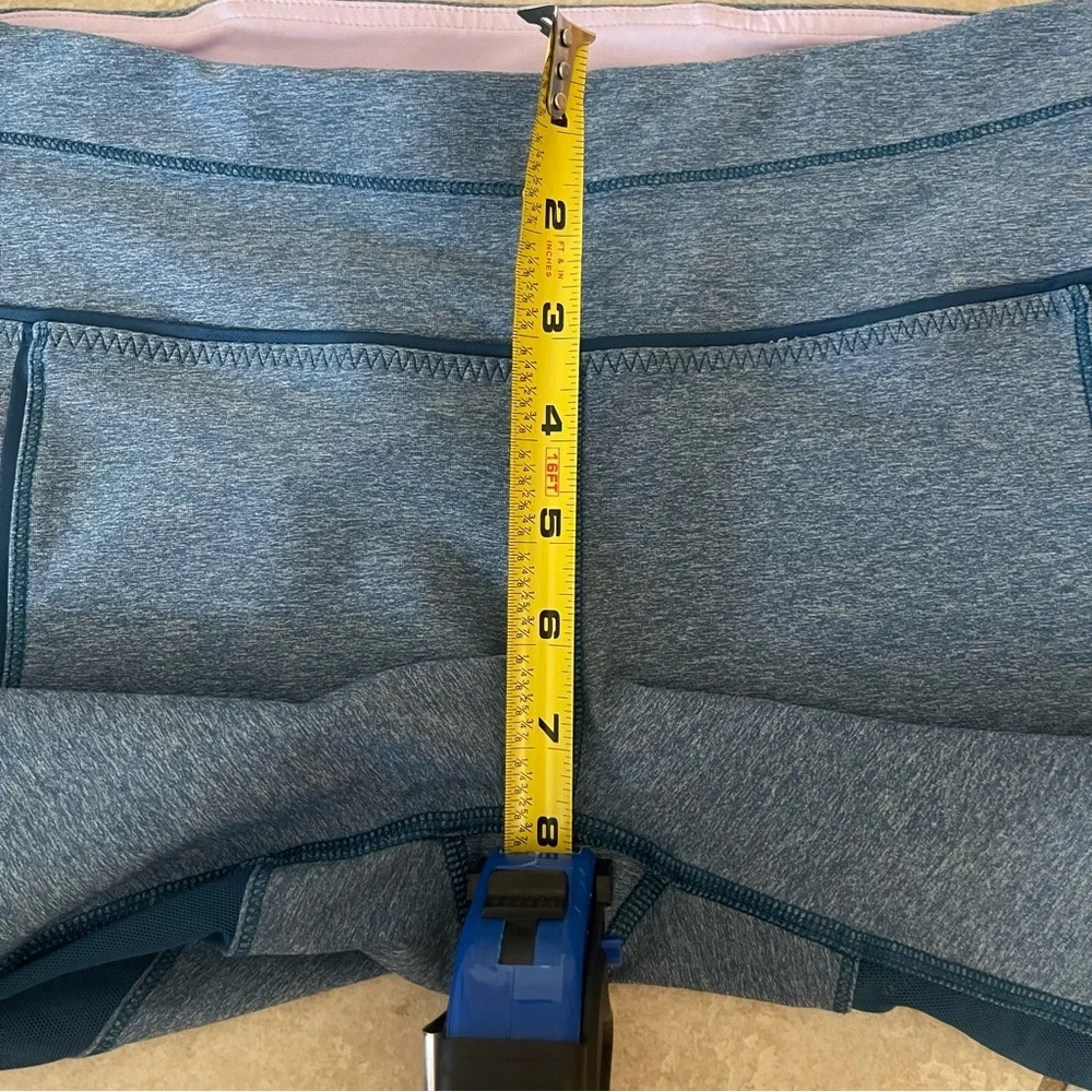 Lululemon Leggings Womens 8 Training Tough Cropped Poseidon Blue‎ Mesh Teal Y2K